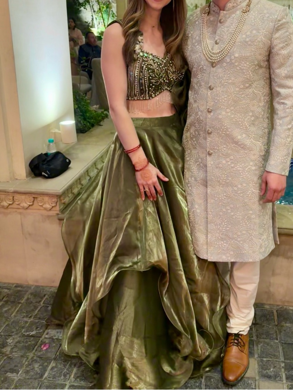 Mehendi Green Organza Choli Lehenga With Ruffled Dupatta